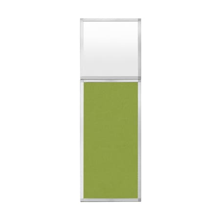Hush Panel Configurable Cubicle Partition 2' X 6' W/ Window Lime Green Fabric Frosted Window